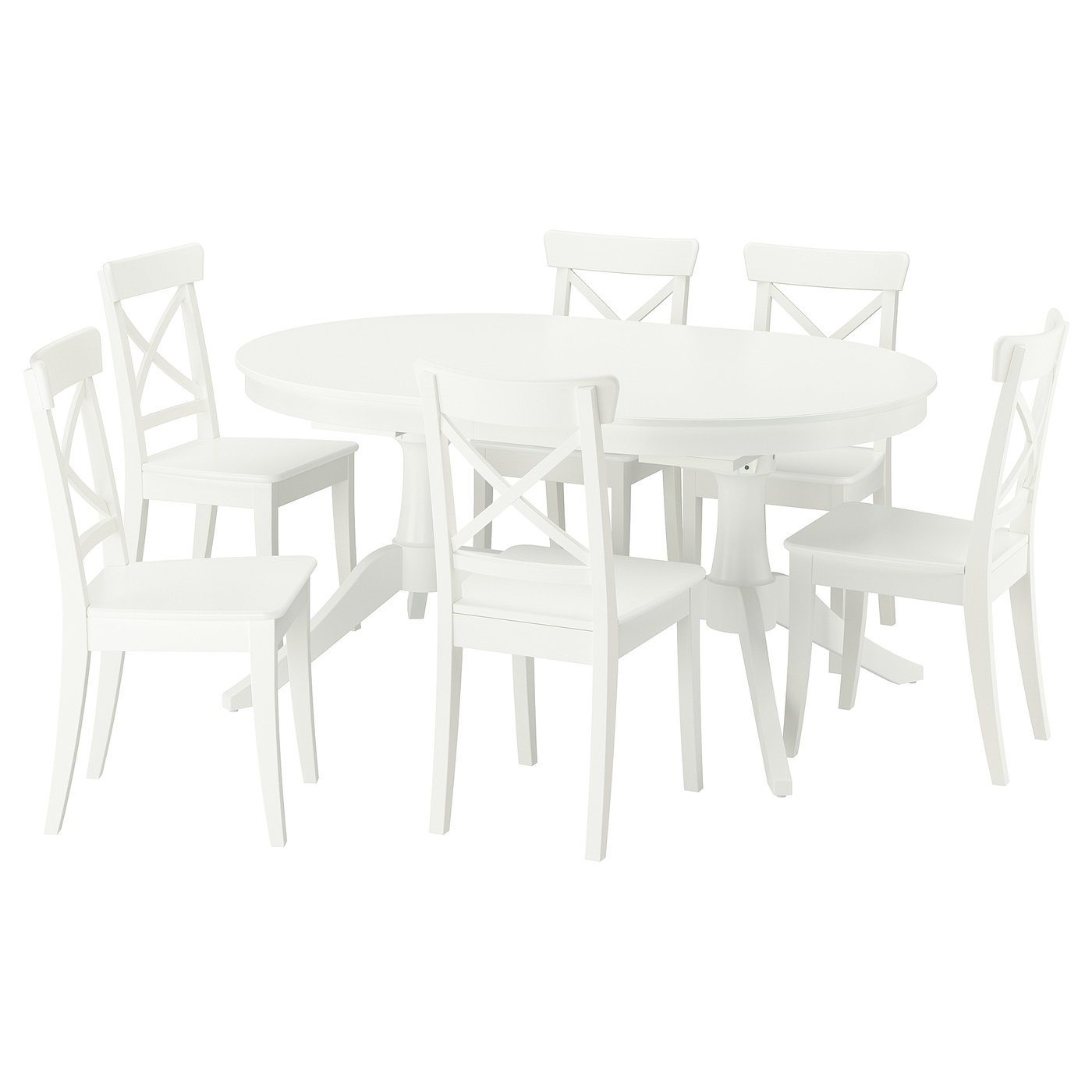 IKEA ROSENTORP / ROSENTORP Tisch und 6 Stühle weiß/weiß
