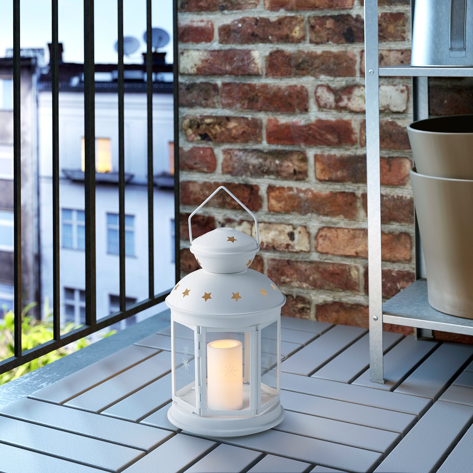 ROTERA Laterne für Blockkerze drinnen/draußen weiß IKEA Deutschland