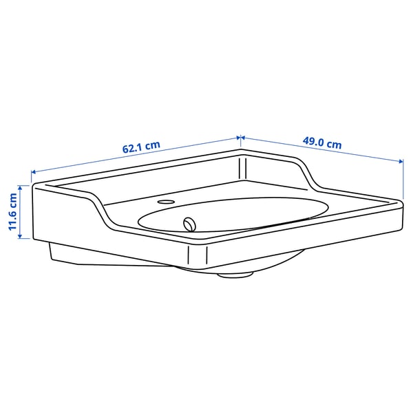 RUTSJÖN Waschbecken mit Siphon, weiß, 62x49 cm - IKEA Deutschland