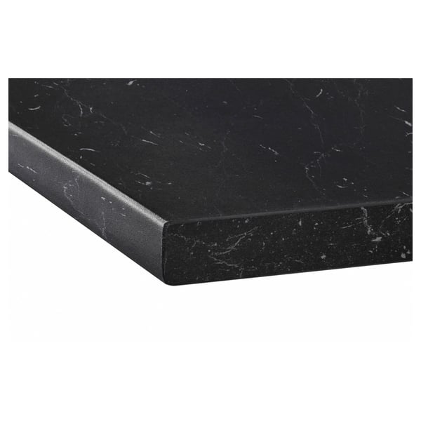 SÄLJAN Arbeitsplatte, schwarz marmoriert/Laminat, 186x3.8 cm