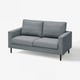 Graues SALTSJÖBADEN-Sofa, modernes minimalistisches Design, gepolstert mit recyceltem Polyester, schwarze Metallbeine.