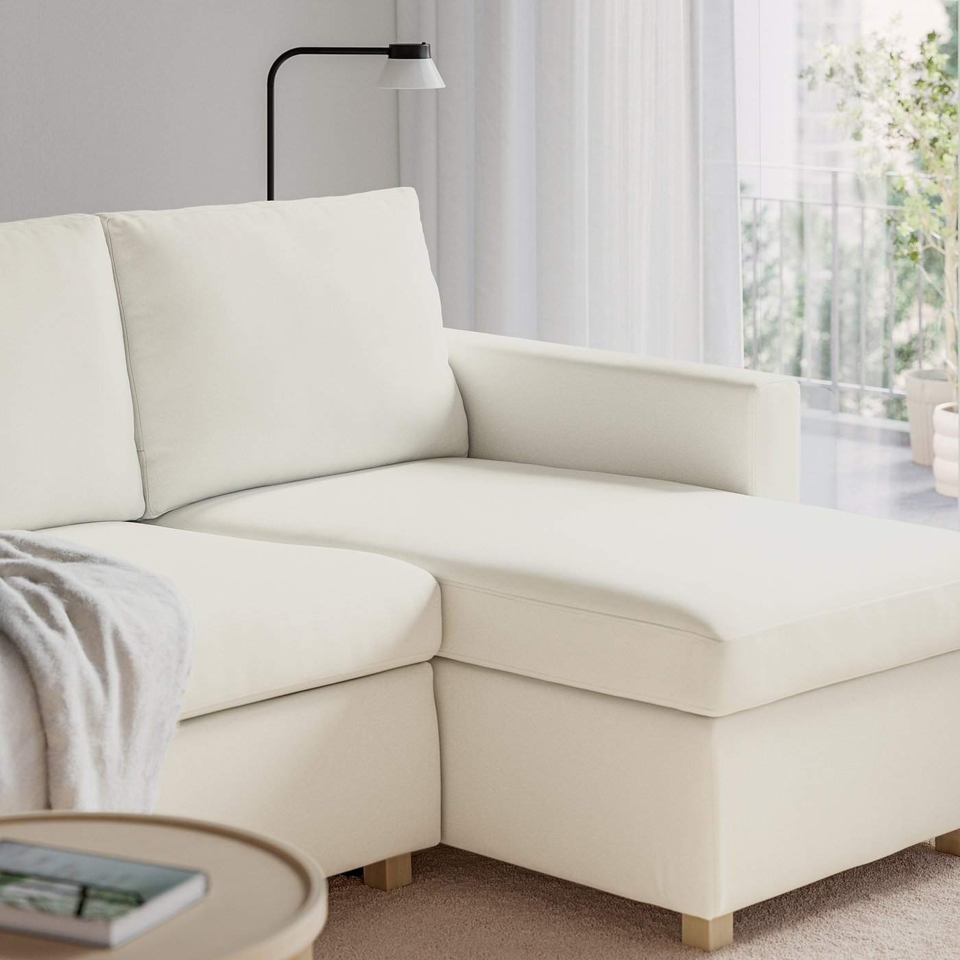 Thumbnail - IKEA SALTSJÖBADEN 3er-Bettsofa mit Récamiere Blekinge weiß Blekinge weiß