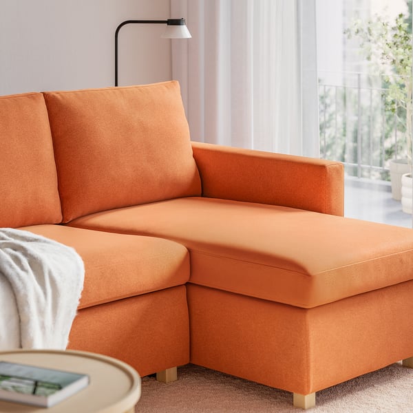 SALTSJÖBADEN 3er-Bettsofa mit Récamiere, Tonerud rotbraun