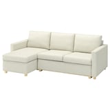 SALTSJÖBADEN hellgraues Sofa aus Stoff mit Chaiselongue, rechteckige Form, Holzbeine.
