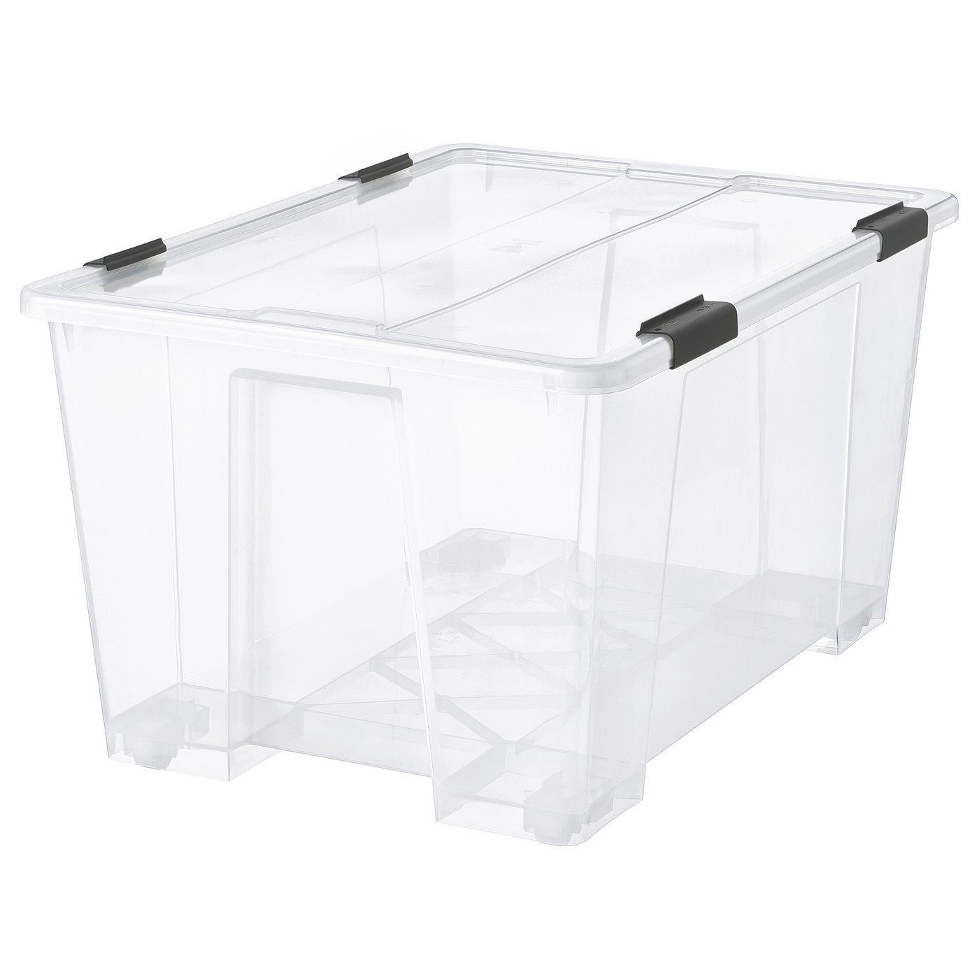 IKEA SAMLA Box mit Deckel/Verschlussklips transparent/schwarz 79x57x43 cm/130 l
