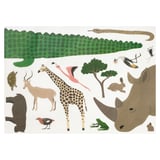 Illustrative Savannen-Aufkleber: Giraffe, Nashorn, Flamingo und mehr. Befestigen Sie es an Wänden oder Möbeln für eine verspielte Raumdekoration.