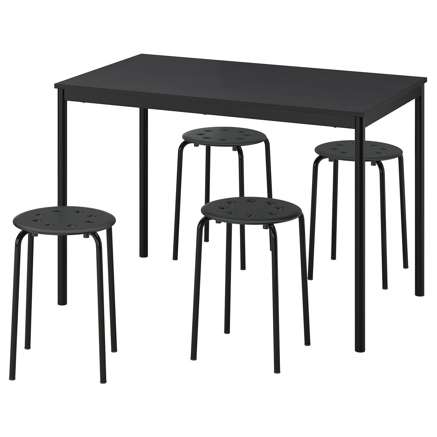 IKEA SANDSBERG / MARIUS Tisch und 4 Hocker schwarz schwarz/schwarz