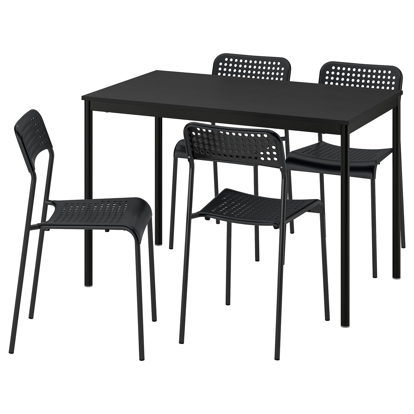 IKEA SANDSBERG Tisch und 4 Stühle schwarz schwarz/schwarz