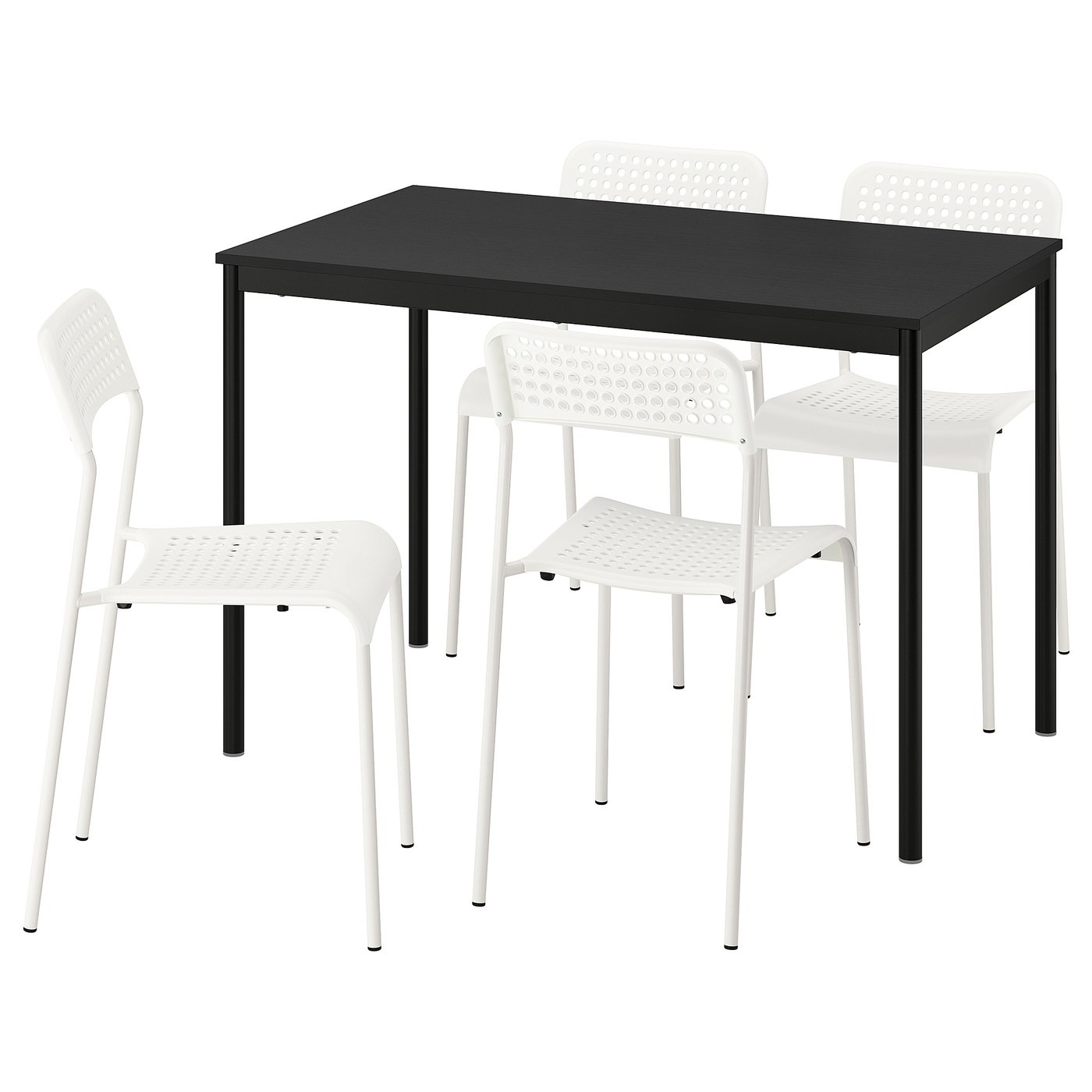 IKEA SANDSBERG Tisch und 4 Stühle schwarz schwarz/weiß