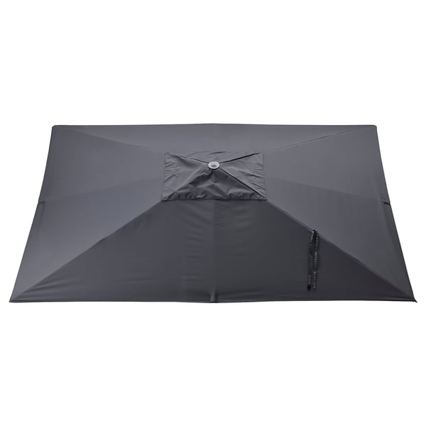 Graues SEGLARÖ Sonnenschirmdach, quadratische Form, aus UPF 50+ Polyester für UV-Schutz.