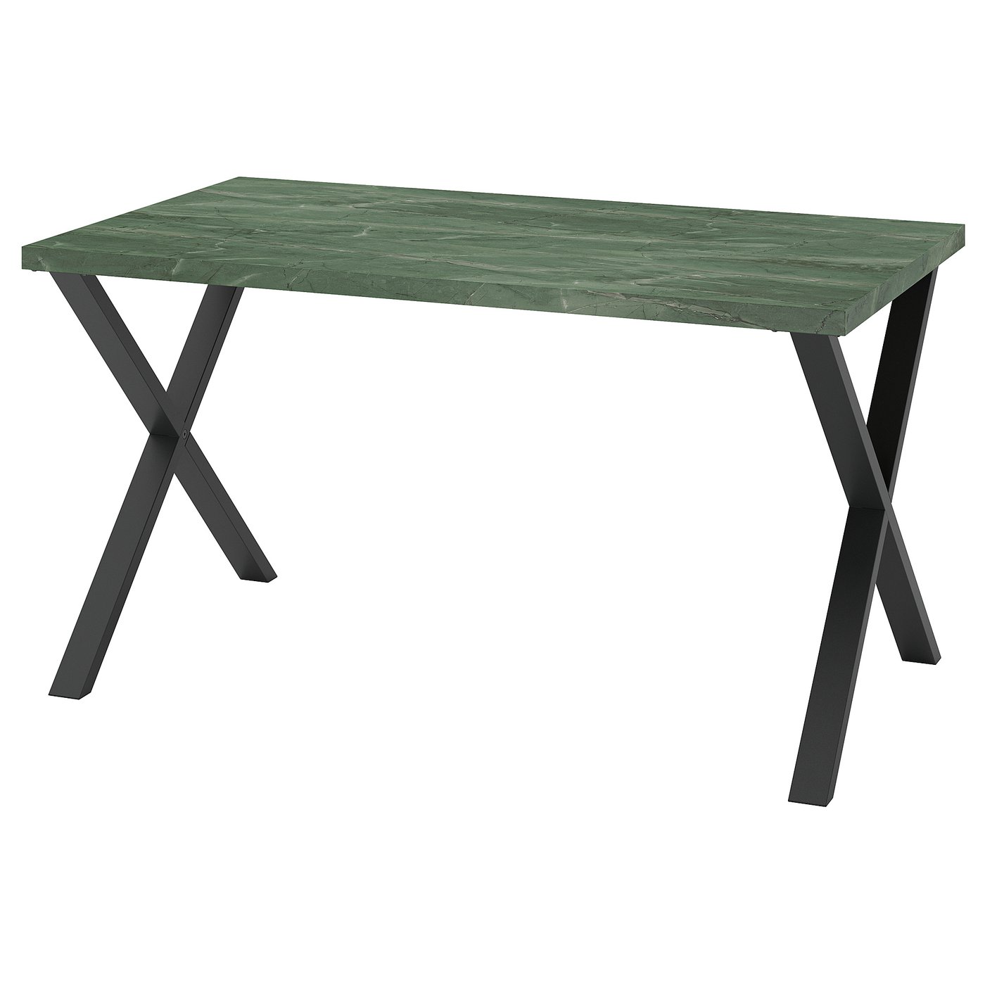 IKEA SKÅLSTA Tisch dunkel graugrün marmoriert/X-Form schwarzgrau