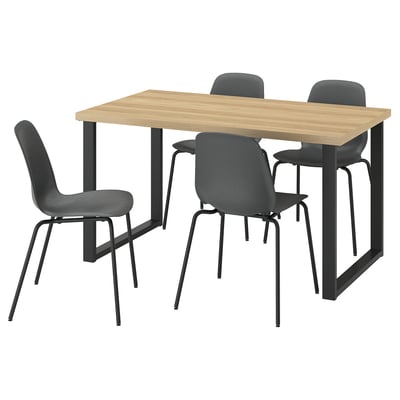 SKÅLSTA Tisch und 4 Stühle, Eichenachbildung u-förmig schwarzgrau/Kunststoff schwarz röhrenförmiges Metall/schwarzgrau, 140x80 cm