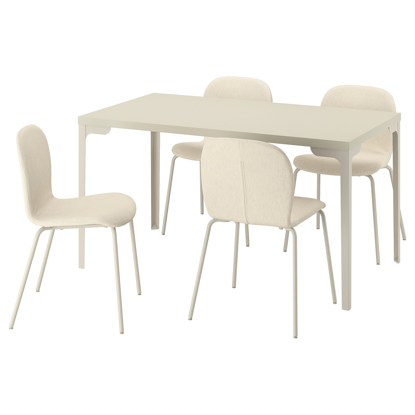 IKEA SKÅLSTA Tisch und 4 Stühle helles Graubeige gerade hell graubeige/Knäbäck beige röhrenförmig. Metall/hell graubeige