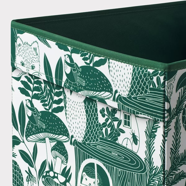 Grüner Aufbewahrungsbehälter für Walddruck, recyceltes Polyester.