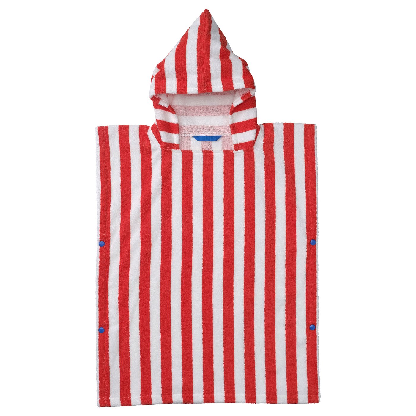 IKEA SKOGSSALLAT Badeponcho mit Kapuze rot/weiß/gestreift