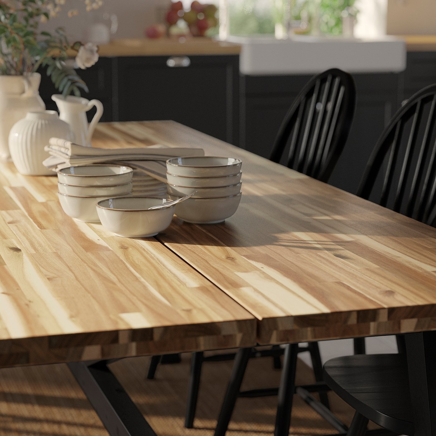 Thumbnail - IKEA SKOGSTA Tisch und 4 Stühle Akazie/schwarz/Akazie