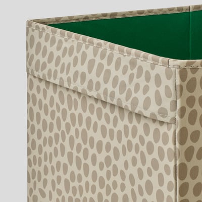 SLÄKT Aufbewahrungsbox, beige-braun gefleckt, rechteckig, Stoff mit Griffen, ideal für Spielzeug und Plüschtiere.