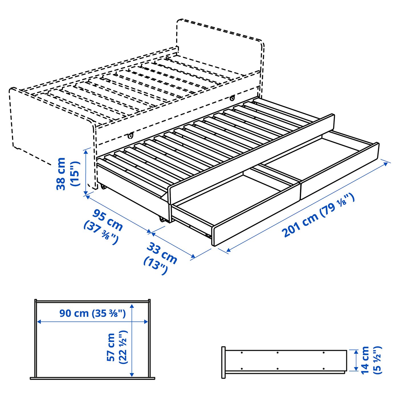 Thumbnail - IKEA SLÄKT Unterbett mit Aufbewahrung weiß