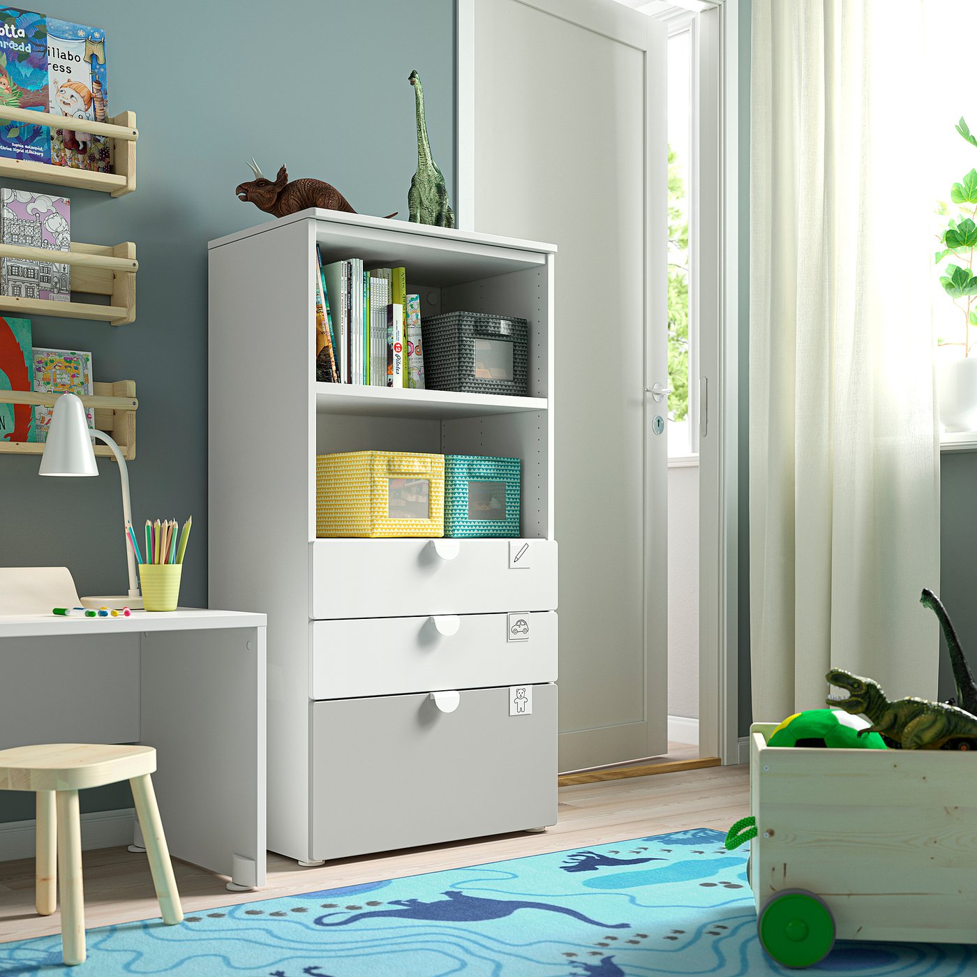 Thumbnail - IKEA SMÅSTAD / PLATSA Regal weiß grau/3 Schubladen