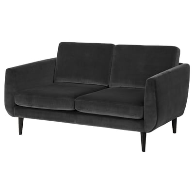 SMEDSTORP: kompaktes graues Samtsofa, Retro-Stil, weicher und moderner Komfort.