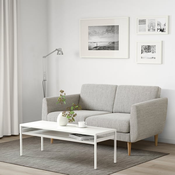 SMEDSTORP 2er-Sofa, Viarp/beige/braun Eiche