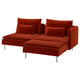 SÖDERHAMN 2er-Sofa, mit Récamiere mit Armlehne/Alhamn dunkel orangerot