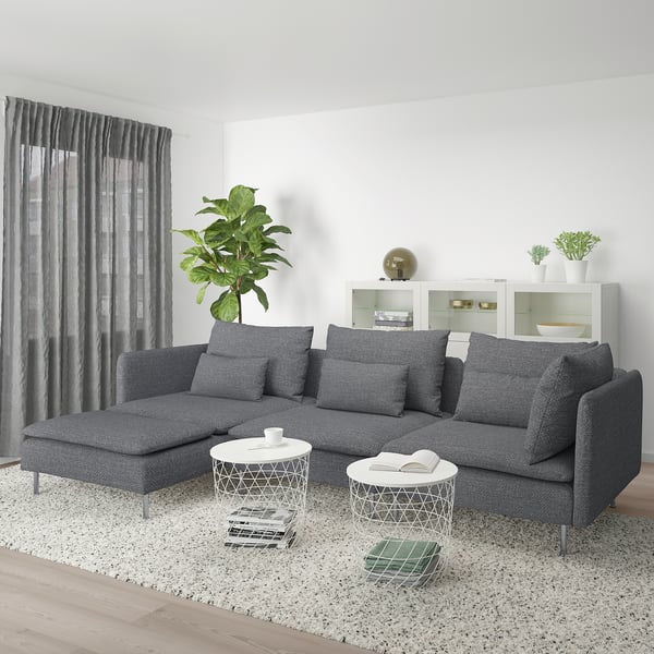 Soderhamn 4er Sofa Mit Recamiere Lejde Grau Schwarz Ikea