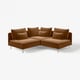 Ein braunes Samtsofa von IKEA SÖDERHAMN mit modernem, flachem Design und eleganten Metallbeinen.