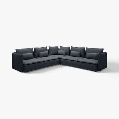 SÖDERHAMN dunkelgraues, l-förmiges Ecksofa, modernes, minimalistisches Design für gemütliche Sitzgelegenheiten.