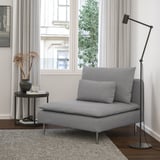SÖDERHAMN hellgrauer Stuhl, schlank und flach mit modernem, minimalistischem Design.