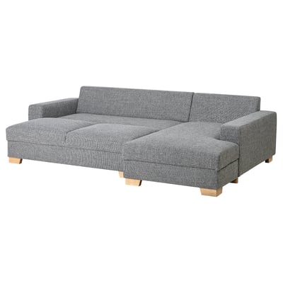 Modernes graues SÖRVALLEN Sektionssofa mit Chaiselongue, minimalistisches Design auf Holzbeinen.