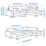 Abbildung mit Maßen für das Produkt: SÖRVALLEN.