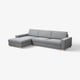 Modernes graues l-förmiges Sofa, SÖRVALLEN, minimalistischer Stil, Holzbeine, 3 Sitze, eine Chaiselongue.