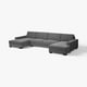Modernes, dunkelgraues U-förmiges Sofa im minimalistischen Design, mit Chaiselonguen an beiden Enden.