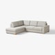 Graues SÖRVALLEN-Ecksofa, 2-Sitzer mit Chaiselongue, modernes skandinavisches Design, helle Holzbeine.