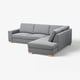 Graues SÖRVALLEN-Ecksofa, modern und minimalistisch, Holzbeine.