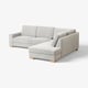Hellgraues SÖRVALLEN-Sofa, modernes skandinavisches Design, Eckform mit Chaiselongue, Holzbeine, minimalistischer Look.