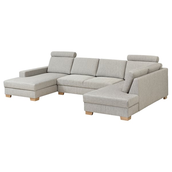 SÖRVALLEN moderne Couch, hellgrau, L-Form, Plüsch, Holzbeine.