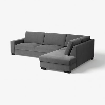 SÖRVALLEN grauer Stoff minimalistisches 3-Sitzer-Sofa, modernes skandinavisches Design.