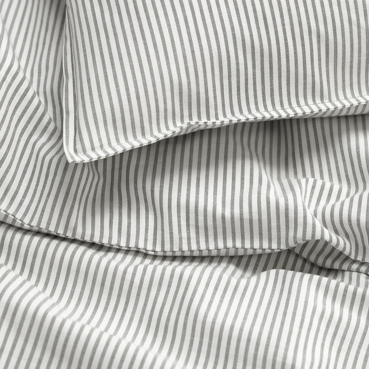 Thumbnail - IKEA SOLFIBBLA Bettwäsche-Set, 2-teilig grau weiß/Streifen 155x220/80x80 cm