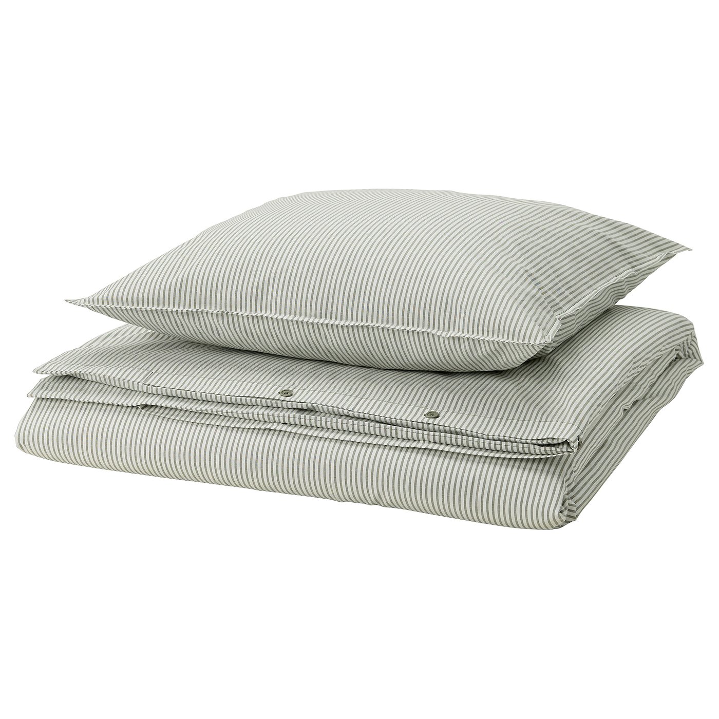 IKEA SOLFIBBLA Bettwäsche-Set, 2-teilig weiß grün/Streifen 140x200/80x80 cm
