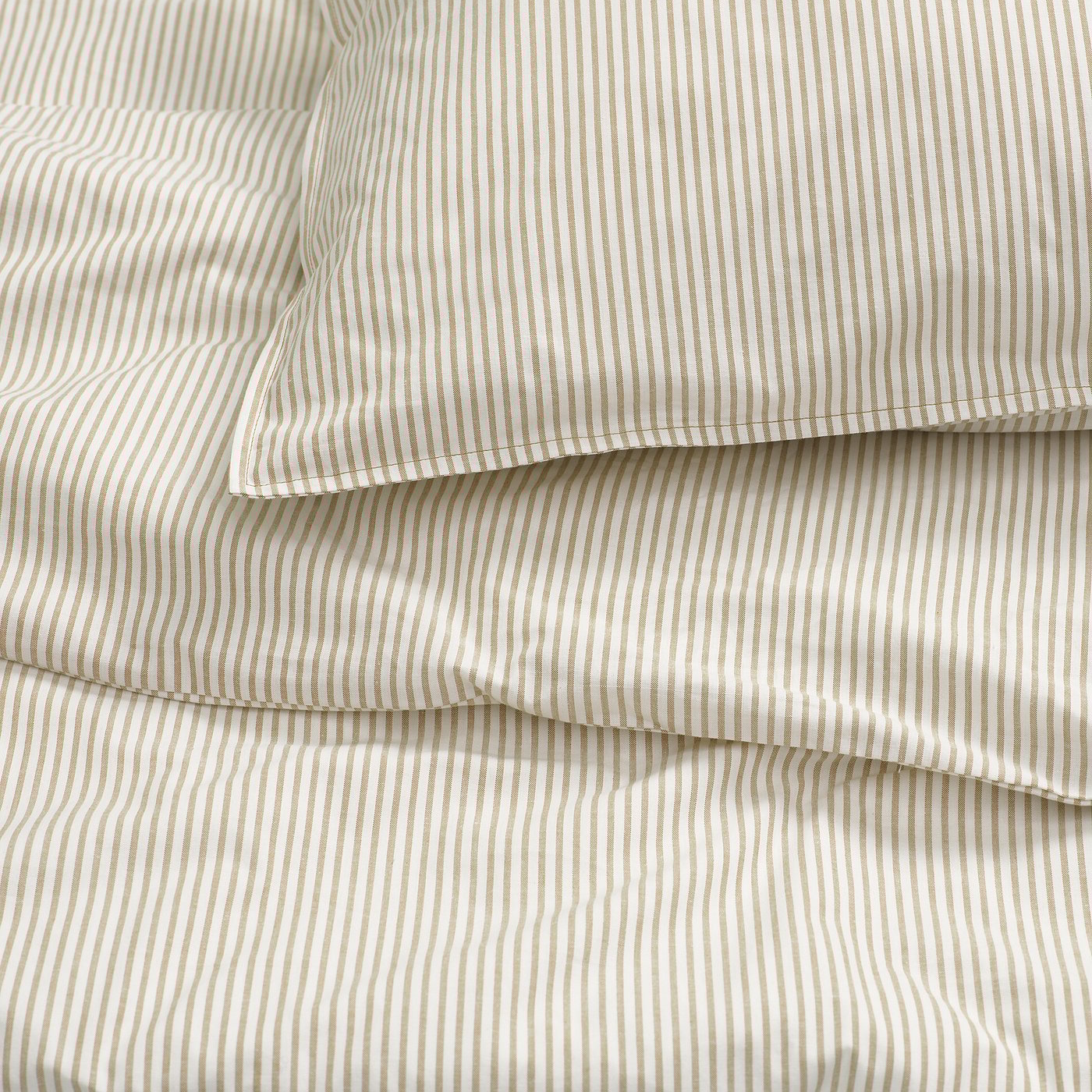 Thumbnail - IKEA SOLFIBBLA Bettwäsche-Set, 3-teilig weiß beige/Streifen 240x220/80x80 cm