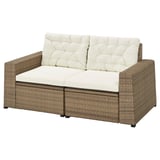 SOLLERÖN 2er-Sitzelement/außen, braun/Kuddarna beige, 161x82x84 cm