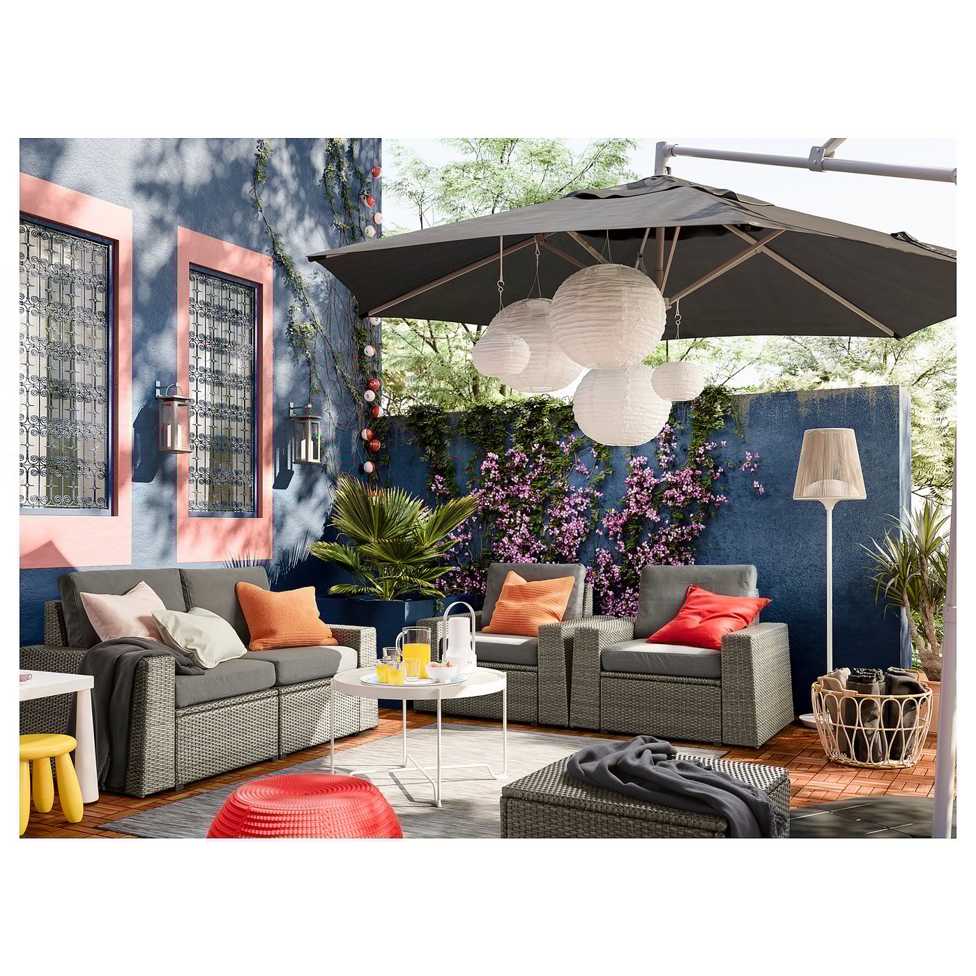 SOLLERÖN 4er-Sitzgruppe/außen - dunkelgrau/Frösön/Duvholmen dunkelgrau