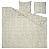 SORGMANTEL Bettwäsche-Set, botanischer Blattdruck, beige, recycelte Baumwolle-Polyester, quadratische Kissen.