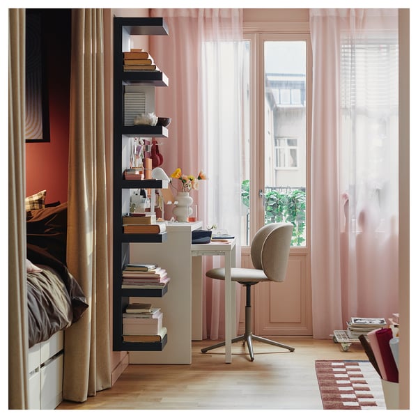 STENFRÖ Gardinenstore/Paar, rosa/mit Gardinenband, 145x250 cm