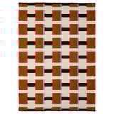 Teppich STOCKHOLM 2025: braun, beige, blaue Quadrate; Watte; rechteckiges, geometrisches Design.