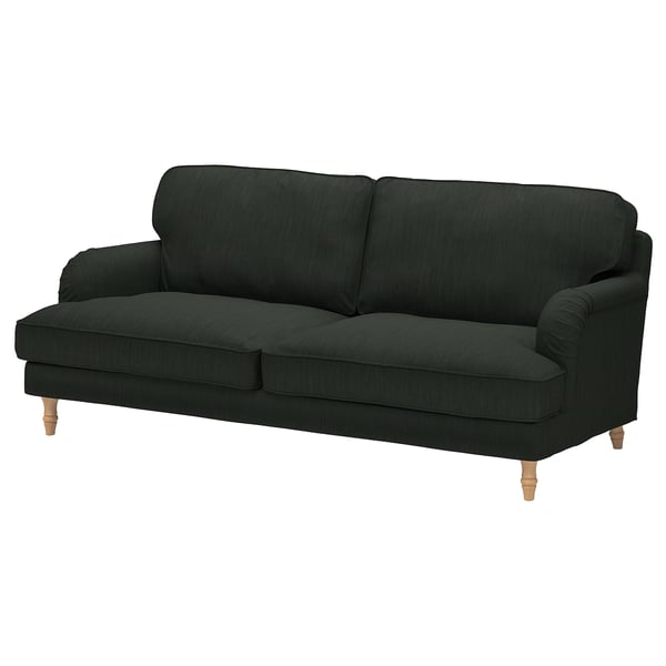 STOCKSUND 3er-Sofa - Nolhaga dunkelgrün, hellbraun/Holz - IKEA