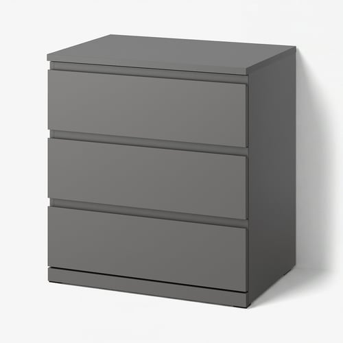 STORKLINTA Kommode mit 3 Schubladen - dunkelgrau 70x50x75 cm