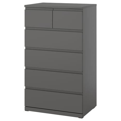 STORKLINTA Kommode mit 6 Schubladen - dunkelgrau 70x50x120 cm